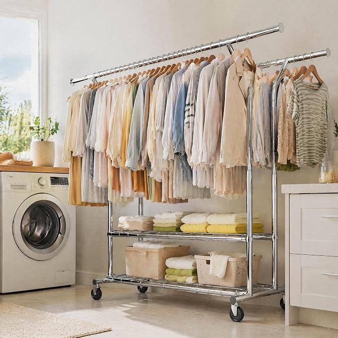 GRANNY SAYS Heavy Duty Clothes Rack Rolling Clothing Racks - Image 7