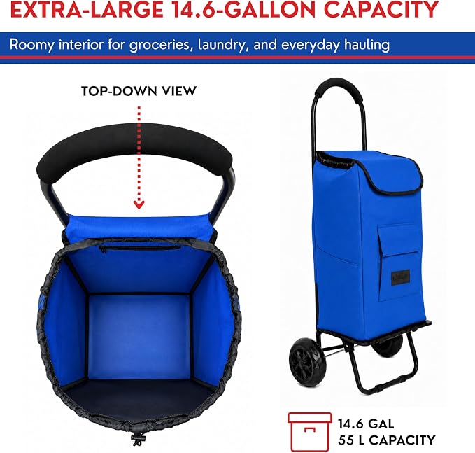 Shopping Cart, Super Loading Grocery Trolley, 220 lbs Capacity, Foldable Cart - Image 8