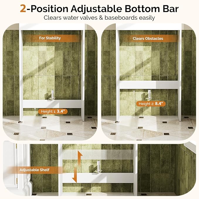 VINGLI Over The Toilet Storage Cabinet White, Modern Bathroom Organizer - Image 7