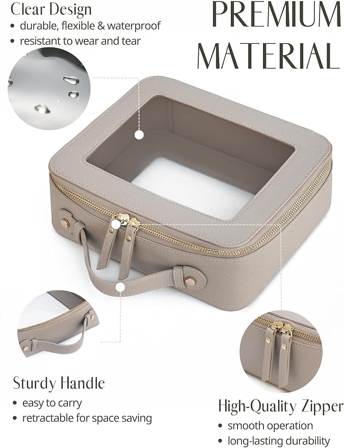 Popvibe Clear Makeup Bag Travel Cosmetic Case Transparent Toiletry Bag - Image 2