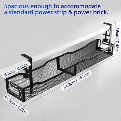Under Desk Cable Management Tray 25.3 Inch, Clamp-On Cable Organizer Box - Image 4