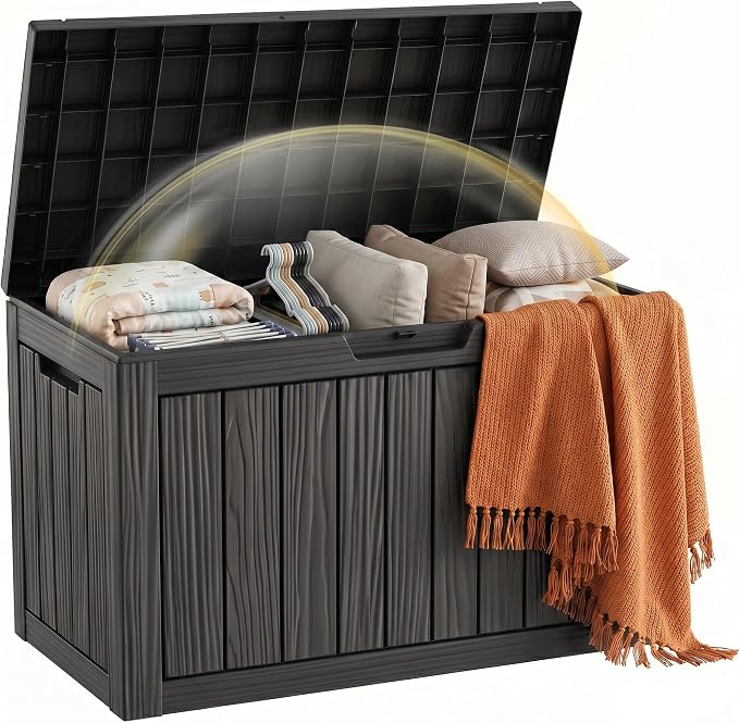 EFU Outdoor Storage Box 60 Gallon Deck Box Lockable UV Resistance Waterproof by EFU