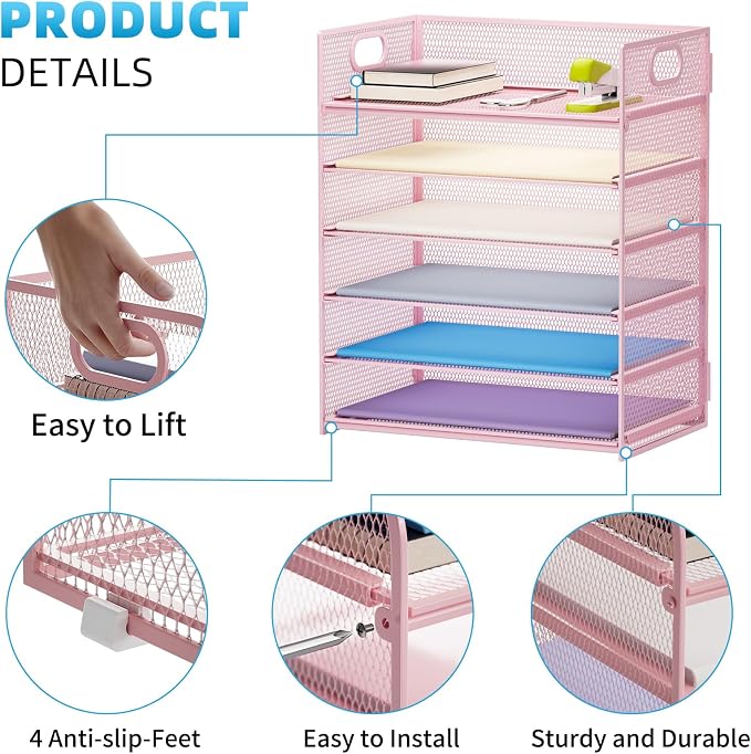 Marbrasse 6 Tier Paper Organizer Letter Tray - Image 4