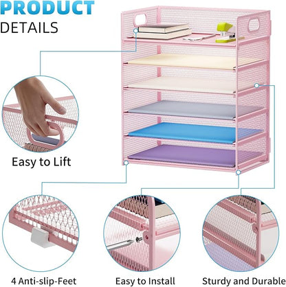 Marbrasse 6 Tier Paper Organizer Letter Tray - Image 4