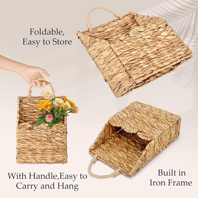 Wicker Hanging Baskets Scalloped Wall Baskets Decor Handmade Woven Hanging - Image 3