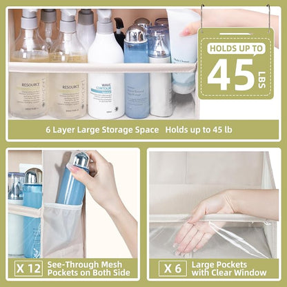 Over Door Organizer with 6 Extra Large Pockets 12 Side Pockets, Hanging Storage - Image 3