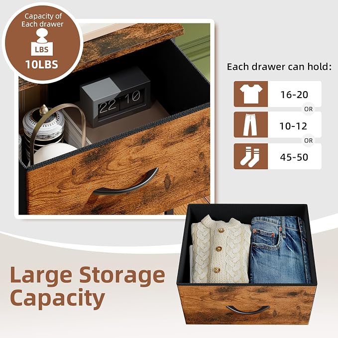 Somdot Small Dresser for Bedroom, 3 Drawer Storage Cabinet, Steel Frame and Mdf - Image 5