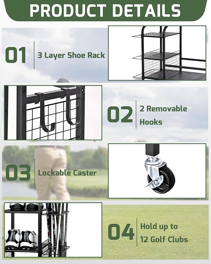 Golf Bag Storage Organizer Rack - Image 3