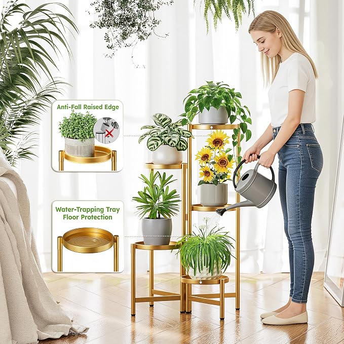 Gold Stand Plants, 5 Tiered Plant Stand Indoor - Image 5