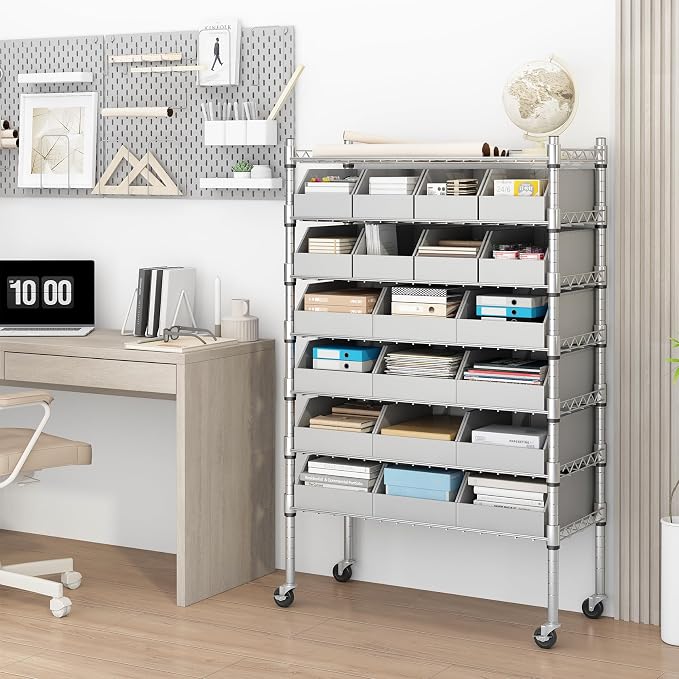 6-Tier Classics Heavy-Duty Bin Rack, Industrial Solid Steel Wire Shelving - Image 2