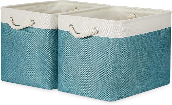 Bidtakay Foldable Storage Bins Set of 2 Tall Cloth Baskets 16" X 11.8" X 11.8" by BidtakayBaskets