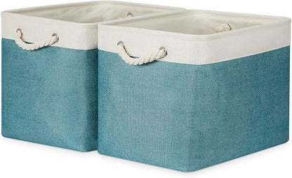 Bidtakay Foldable Storage Bins Set of 2 Tall Cloth Baskets 16" X 11.8" X 11.8" by BidtakayBaskets