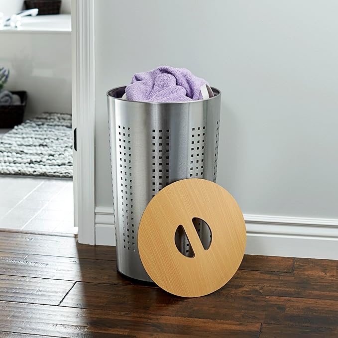 Household Essentials Round Metal Laundry Hamper - Image 2