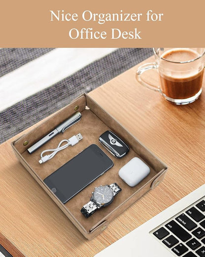 CASIRENA Father's Day Gifts Faux Leather Valet Tray Organizer - Image 5