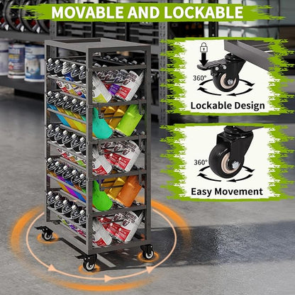 yeshine 50 Can Spray Paint Storage Rack, Metal Aerosol Storage Cart, Rolling - Image 3