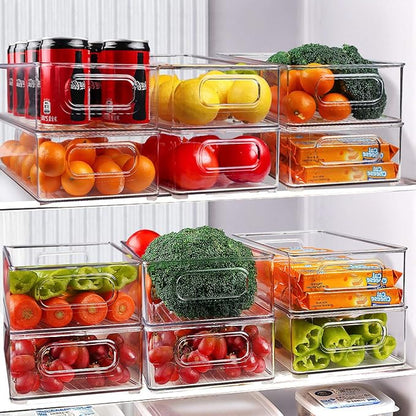 Stackable Refrigerator Organizer Bins, 6 Pack Clear Kitchen Organizer Container - Image 8