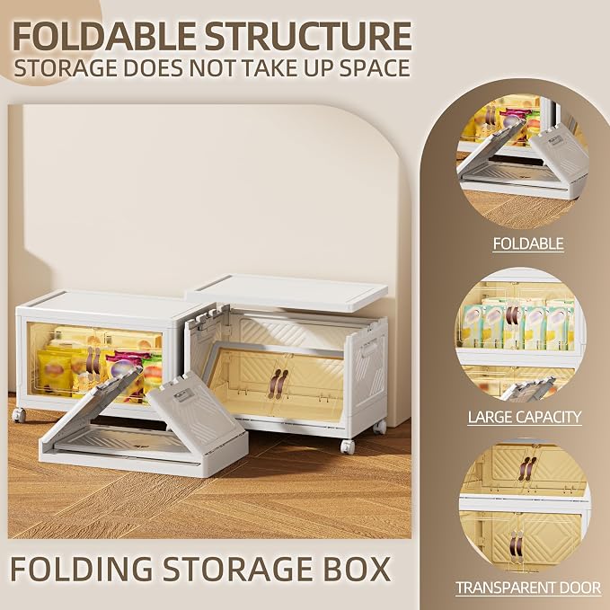 84 QT / 21 Gal Magnetic Door Storage Bins Collapsible Stackable w/1 Lid - Image 5