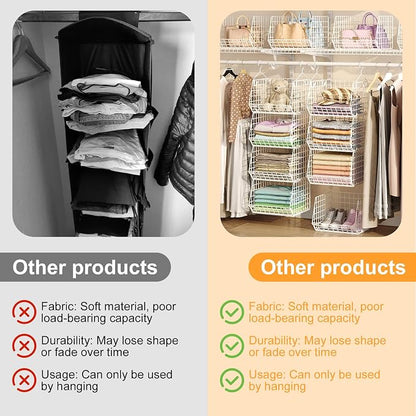 X-cosrack 4 Tier Closet Hanging Organizer, Foldable Closet Shelving - Image 4
