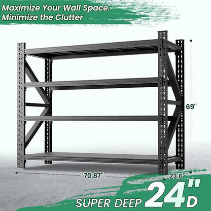 4-Tier Heavy Duty Garage Shelving, Industrial Shelving - Image 3
