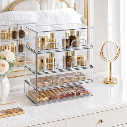 Clear Stackable Storage Drawers, Acrylic Bathroom Makeup Organizer, Plastic Bins - Image 4