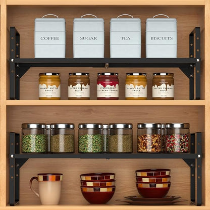 Expandable Counter Shelf, Adjustable Height Spice Rack Metal Mesh Board Shelf - Image 2
