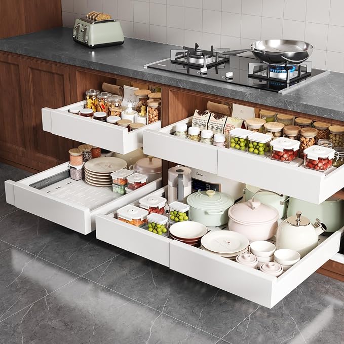 2 Pack Pull Out Cabinet Organizer Expandable Width and Depth, Slide Out Drawers - Image 7