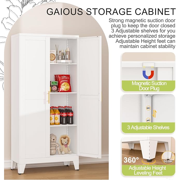 GAIOUS Metal Pantry Cabinet, Kitchen Pantry Storage Cabinets - Image 3