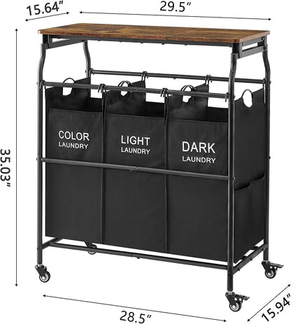Hoctieon 3 Section Laundry Sorter Cart - Image 8