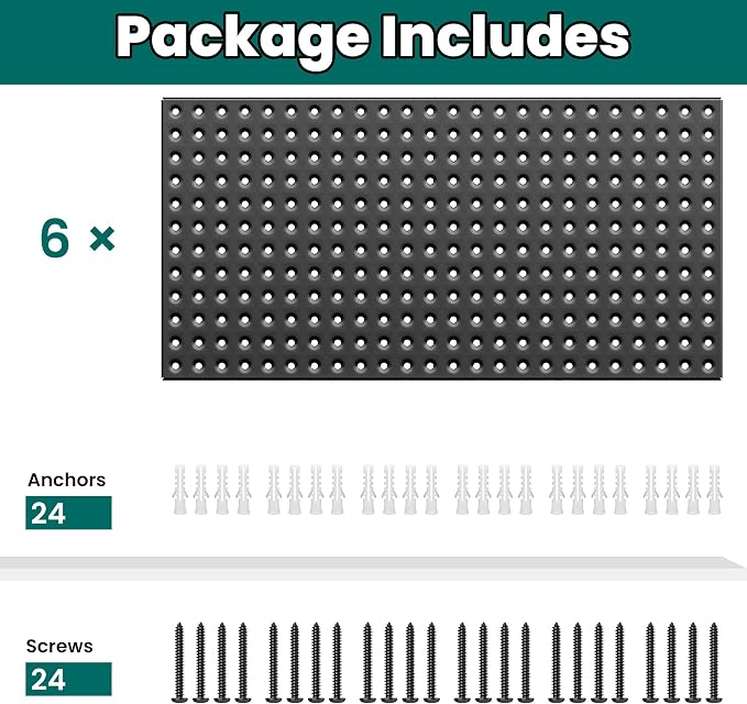 EVERHANGER Metal Pegboard Panels 24" x 12", Heavy Duty Steel Peg Boards - Image 3