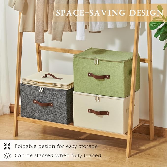 Storage Bins with Zipper Lids Decorative Lidded Baskets Boxes | Clothes - Image 4