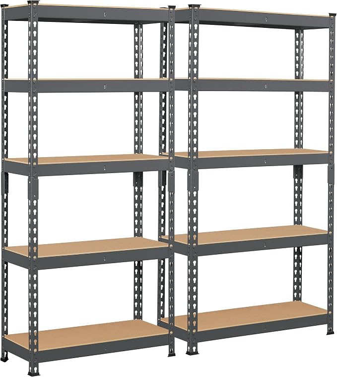 Topeakmart 2 PCS 5-Tier Utility Shelves, Metal Storage Shelves Garage Shelving by Topeakmart