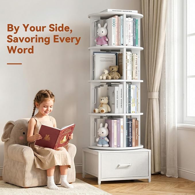 Housolution 5 Tier Rotating Bookshelf Tower - Image 6