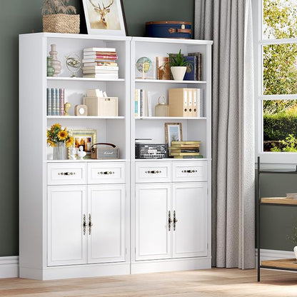 71.4" Tall Bookshelf with Drawers & Cabinet, 5-Tier Floor Standing Bookcase - Image 8