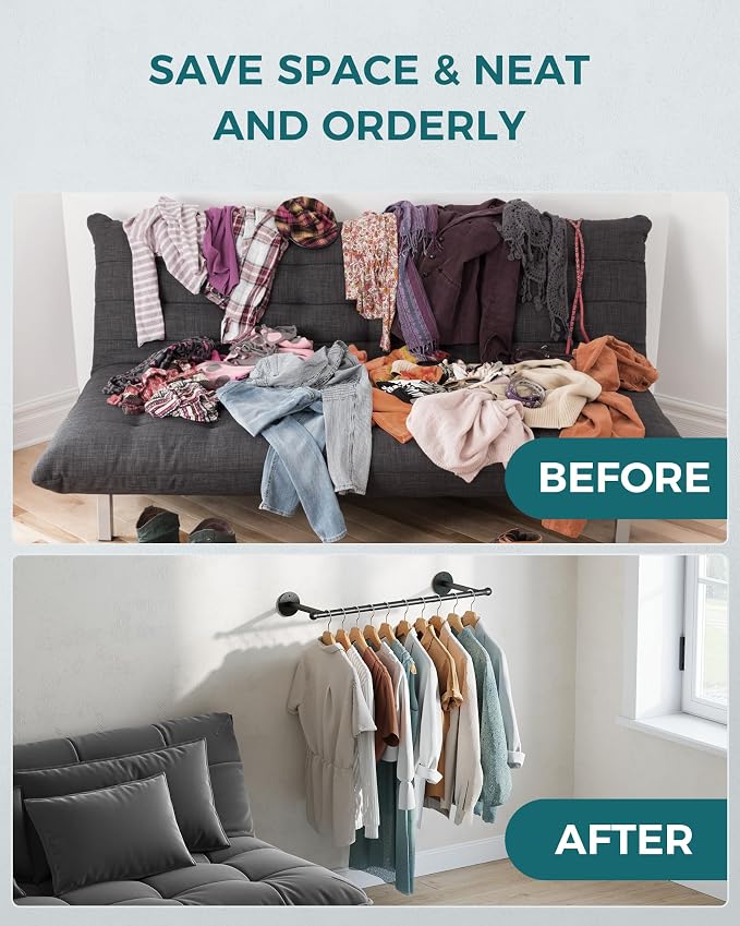 OROPY 33" Industrial Pipe Clothing Rack, Wall Mounted Clothes Rack | Closet Rods - Image 5