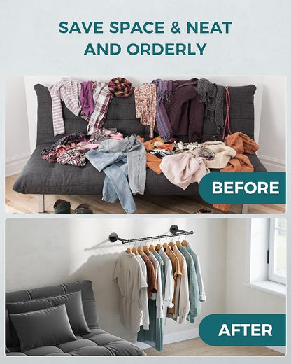 OROPY 33" Industrial Pipe Clothing Rack, Wall Mounted Clothes Rack | Closet Rods - Image 5