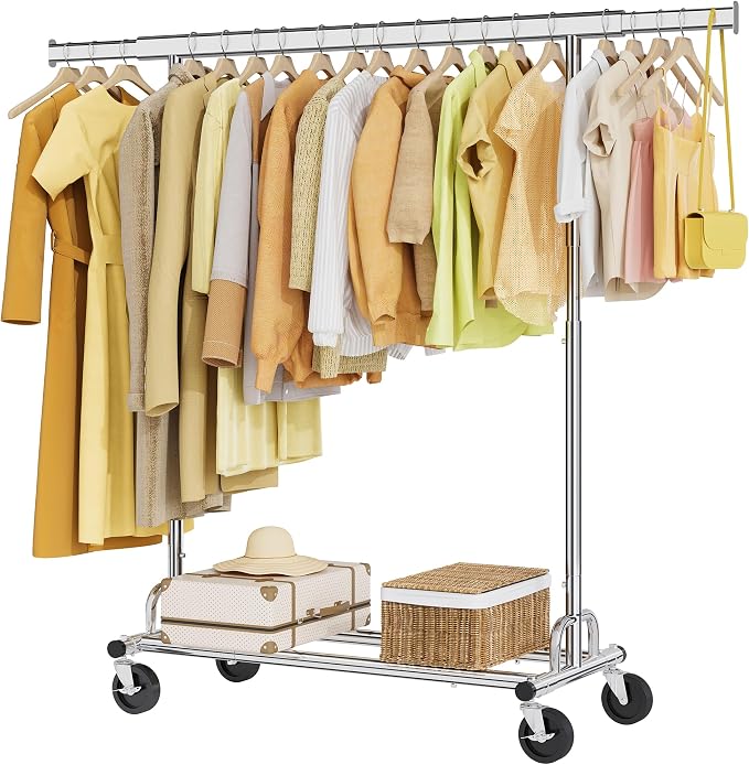 Tajsoon Clothing Rack Heavy Duty Clothes Rack Load 350 LBS, Rolling Clothes by Tajsoon