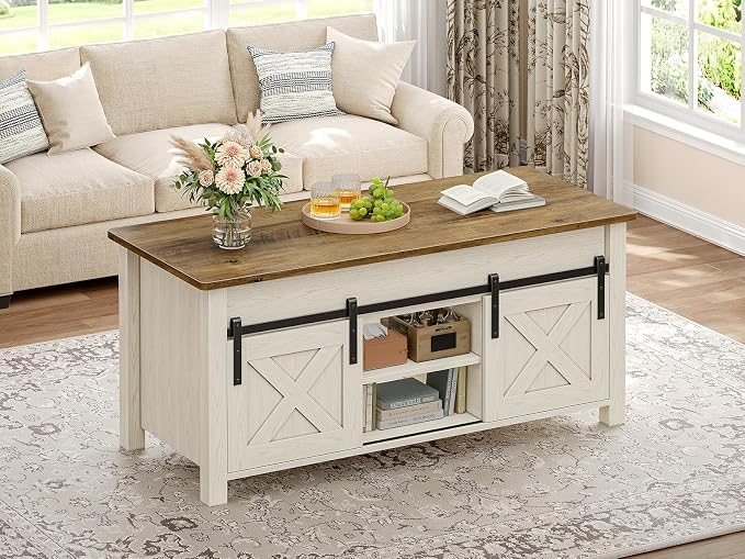 SEDETA Lift Top Coffee Table, Farmhouse Lift Tabletop Dining Table, Gas Spring - Image 3