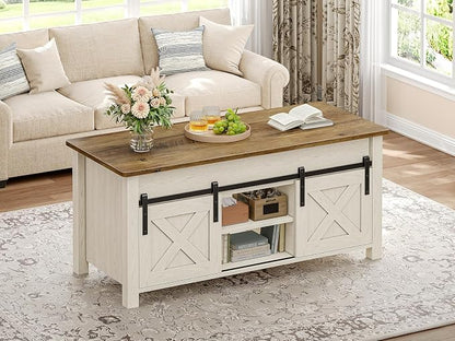 SEDETA Lift Top Coffee Table, Farmhouse Lift Tabletop Dining Table, Gas Spring - Image 3