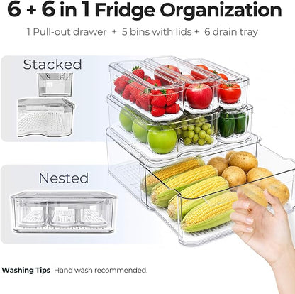 SMRCAD Clear Fridge Bins with Drain Trays - Image 7