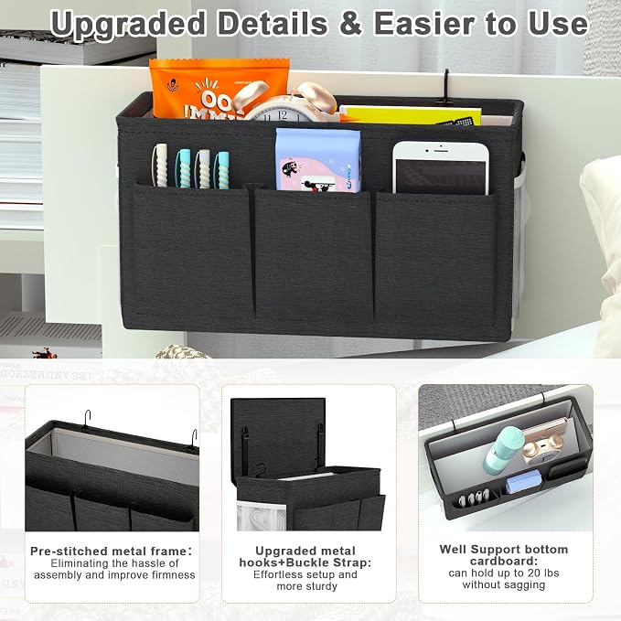 Dual-purpose Bedside Caddy Bedside Organizer, Bed Caddy - Image 3