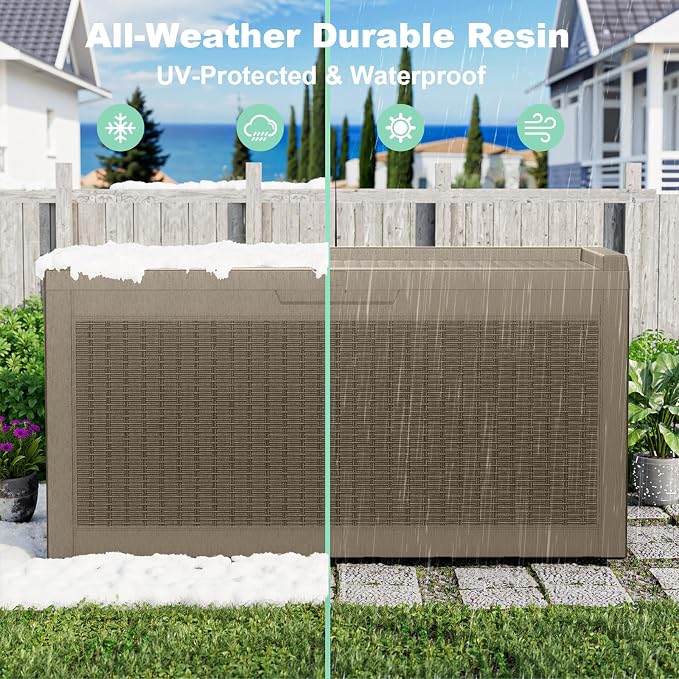 60 Gallon Deck Box, Resin Outdoor Storage Box - Image 7