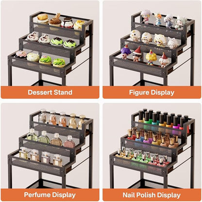 Display Riser Stand Perfume Cologne Organizer, 13in Rolling Makeup Storage Cart - Image 6
