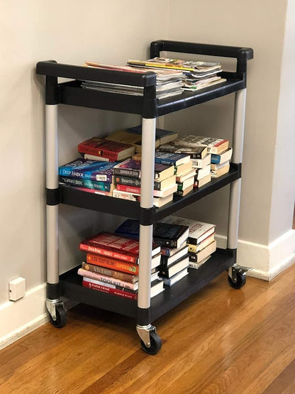 MaxWorks 80774 3-Shelf Utility Plastic Cart - Image 2