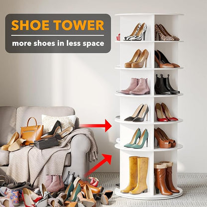 SpaceAid Rotating Shoe Rack 6 Tier Organizer, High Bottom Design Shoe Tower - Image 3