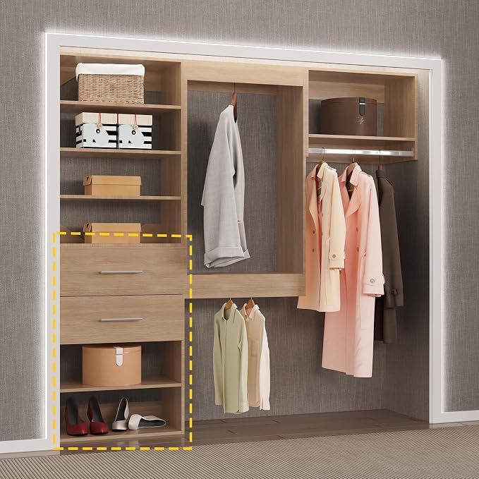 2 Drawer Short Tower Closet Unit, Modular Closet System, Wood Closet System - Image 4