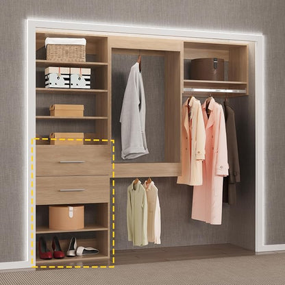 2 Drawer Short Tower Closet Unit, Modular Closet System, Wood Closet System - Image 4