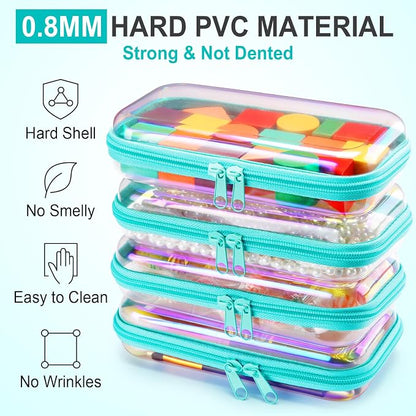 Hoolerry 4 Pcs Hard Clear Zipper Case Makeup Bags Plastic Pencil Pouch - Image 4