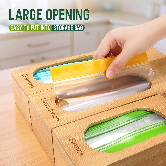 Reclosable Poly Bag Organizer for Kitchen Drawer, 5-Slot | Bamboo, 5 - Image 3