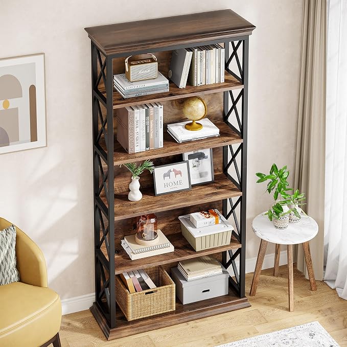 Tribesigns 6-Tier Bookcase, 71 Inches Industrial Bookshelves and Bookcase | - Image 7