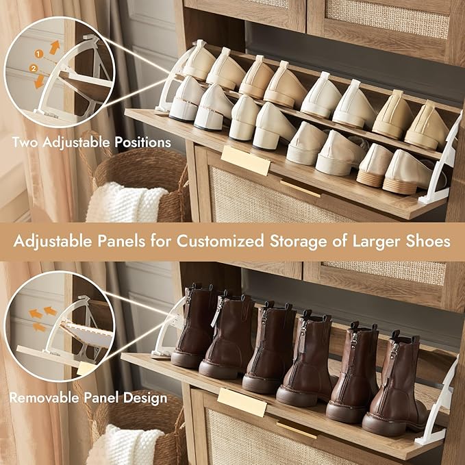 HOKYHOKY Rattan Shoe Storage Cabinet - Image 5